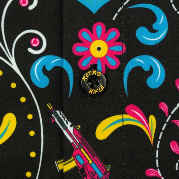 Retro Rifle Men's Full Button Down - Flores De Mayo - Picture 4 of 5